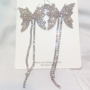 Rhinestone Butterfly Statement Tassel Earrings